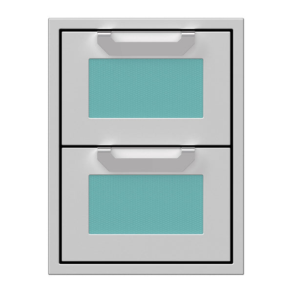 Hestan 16-Inch Double Drawers w/ Recessed Marquise Accented Panels in Turquoise - AGDR16-TQ