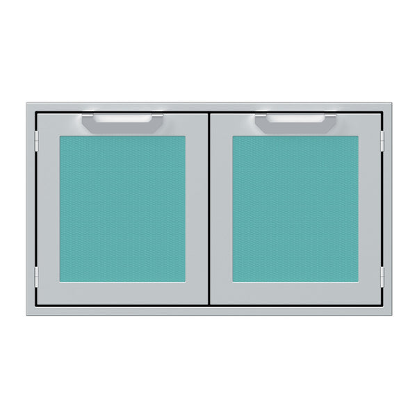 Hestan 36-Inch Double Door Sealed Pantry Storage w/ Recessed Marquise Accented Panels in Turquoise - AGLP36-TQ