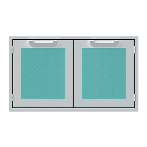Hestan 36-Inch Double Door Sealed Pantry Storage w/ Recessed Marquise Accented Panels in Turquoise - AGLP36-TQ
