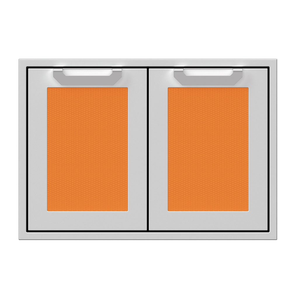 Hestan 30-Inch Double Access Door Propane Tank and Storage Cabinet w/ Recessed Marquise Accent Panel in Orange - AGSD30-OR
