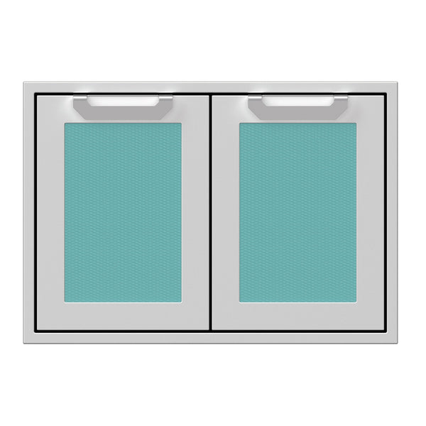 Hestan 30-Inch Double Access Door Propane Tank and Storage Cabinet w/ Recessed Marquise Accent Panel in Turquoise - AGSD30-TQ