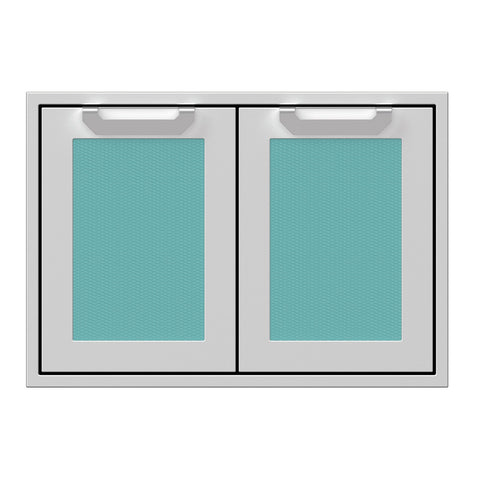 Hestan 30-Inch Double Access Door Propane Tank and Storage Cabinet w/ Recessed Marquise Accent Panel in Turquoise - AGSD30-TQ