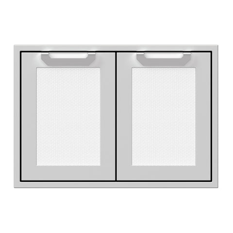 Hestan 30-Inch Double Access Door Propane Tank and Storage Cabinet w/ Recessed Marquise Accent Panel in White - AGSD30-WH