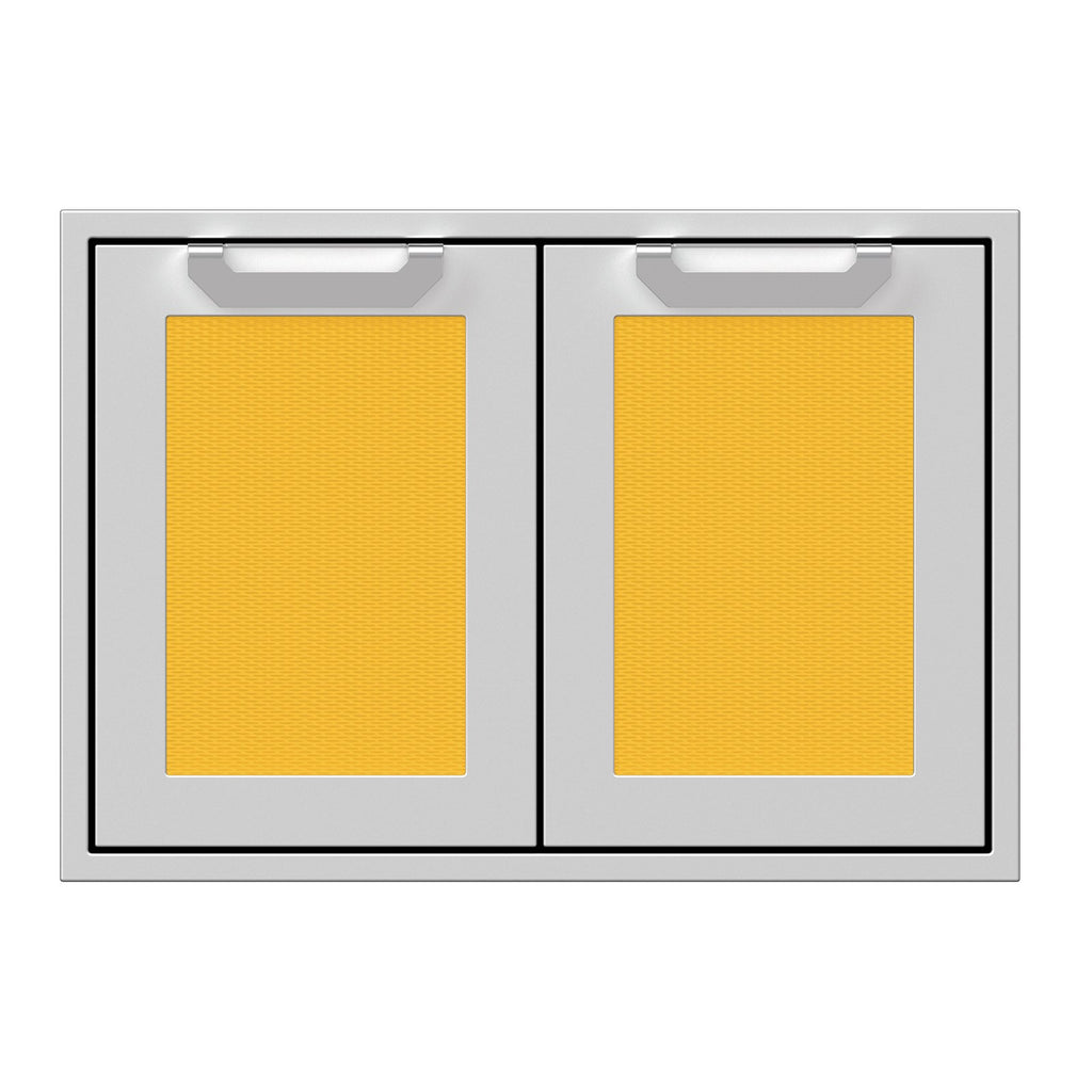 Hestan 30-Inch Double Access Door Propane Tank and Storage Cabinet w/ Recessed Marquise Accent Panel in Yellow - AGSD30-YW