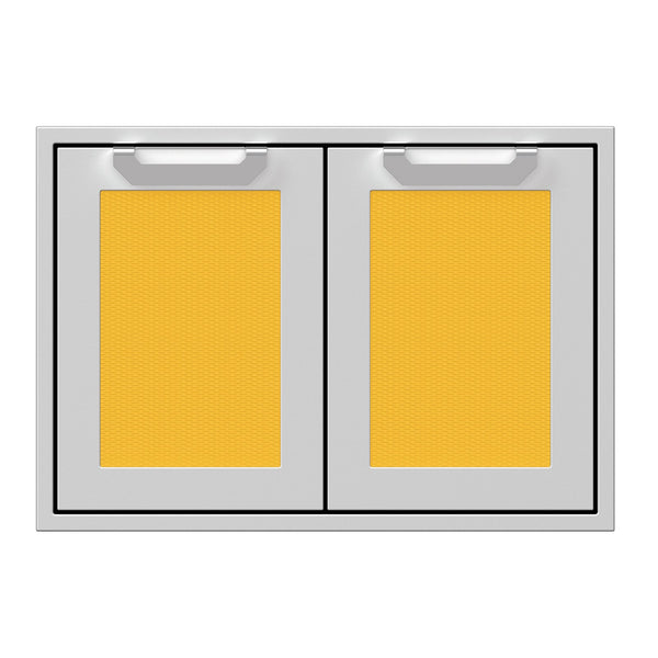 Hestan 30-Inch Double Access Door Propane Tank and Storage Cabinet w/ Recessed Marquise Accent Panel in Yellow - AGSD30-YW