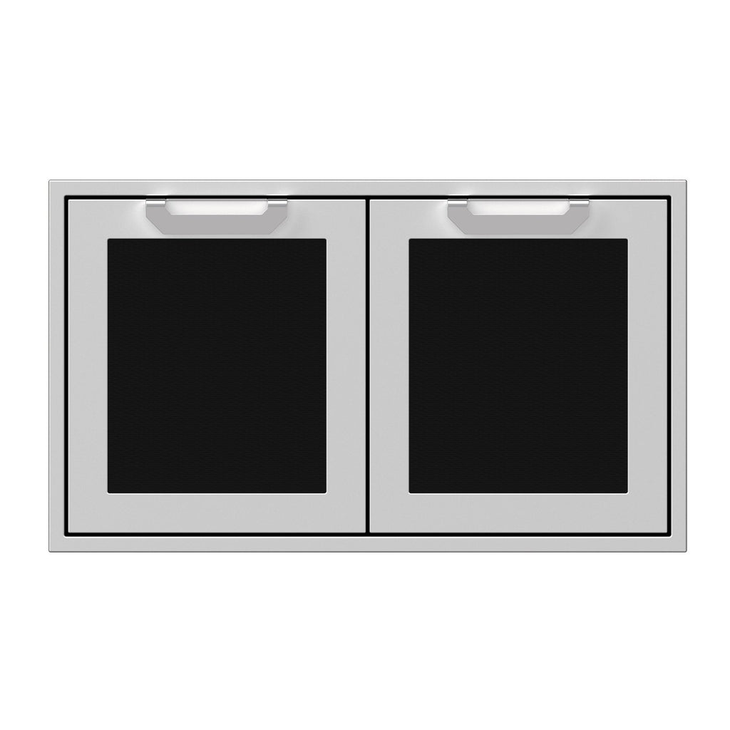 Hestan 36-Inch Double Access Door Propane Tank and Storage Cabinet w/ Recessed Marquise Accent Panel in Black - AGSD36-BK