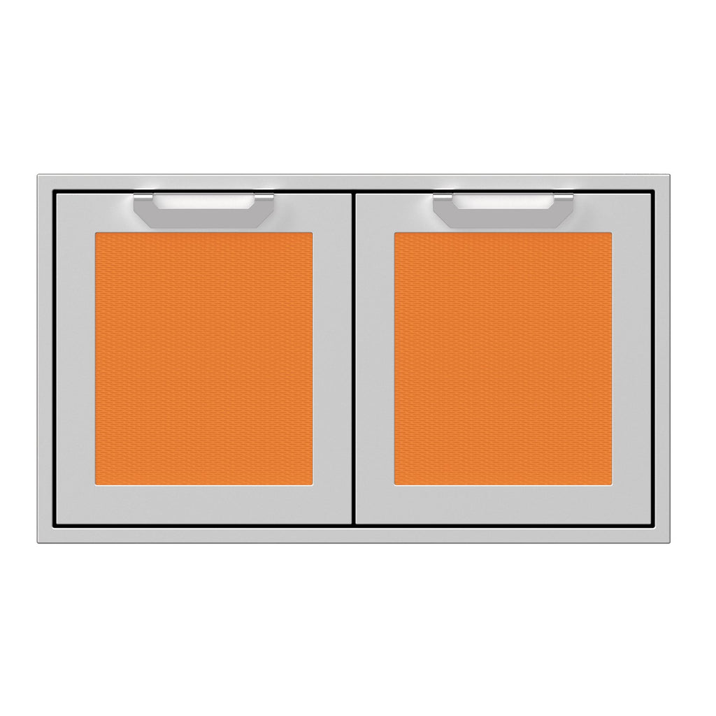 Hestan 36-Inch Double Access Door Propane Tank and Storage Cabinet w/ Recessed Marquise Accent Panel in Orange - AGSD36-OR