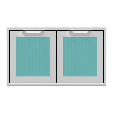 Hestan 36-Inch Double Access Door Propane Tank and Storage Cabinet w/ Recessed Marquise Accent Panel in Turquoise - AGSD36-TQ