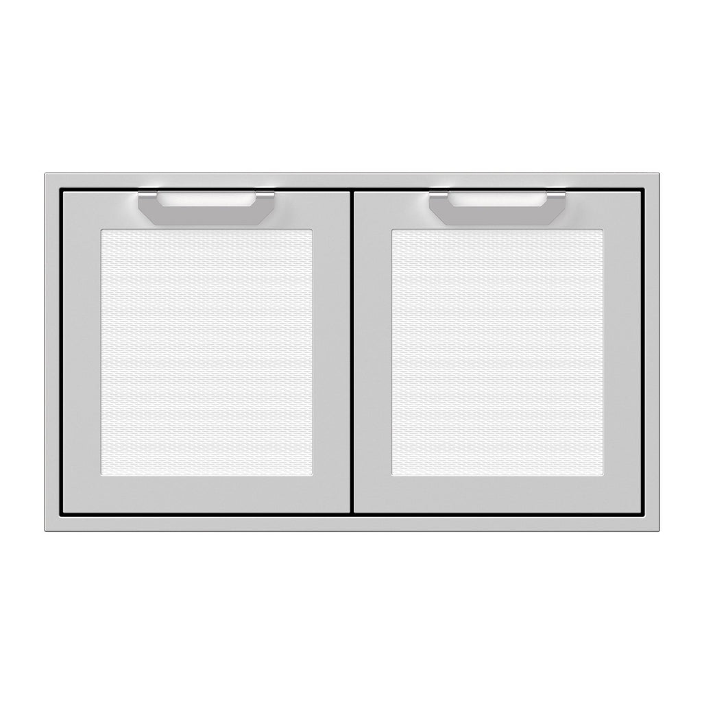 Hestan 36-Inch Double Access Door Propane Tank and Storage Cabinet w/ Recessed Marquise Accent Panel in White - AGSD36-WH