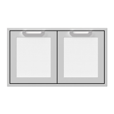 Hestan 36-Inch Double Access Door Propane Tank and Storage Cabinet w/ Recessed Marquise Accent Panel in White - AGSD36-WH