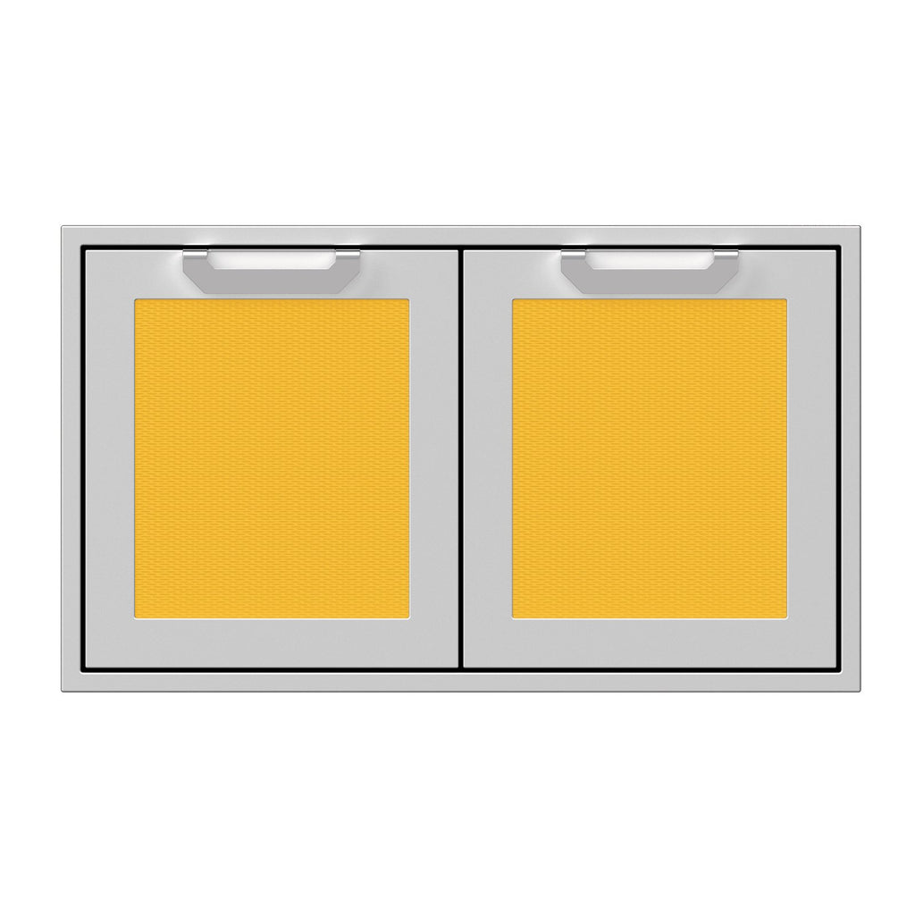 Hestan 36-Inch Double Access Door Propane Tank and Storage Cabinet w/ Recessed Marquise Accent Panel in Yellow - AGSD36-YW