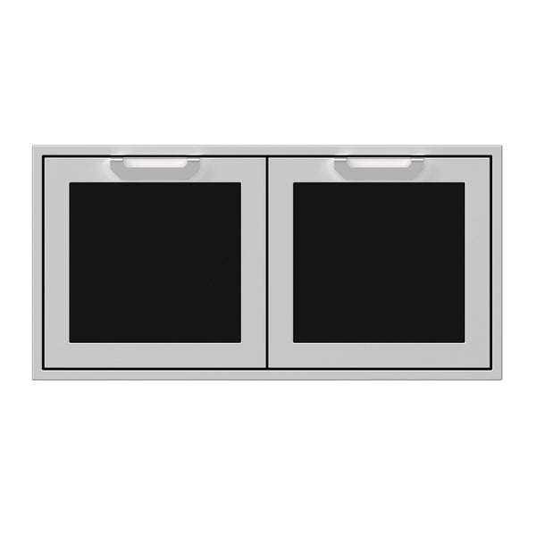 Hestan 42-Inch Double Access Door Propane Tank and Storage Cabinet w/ Recessed Marquise Accent Panel in Black - AGSD42-BK