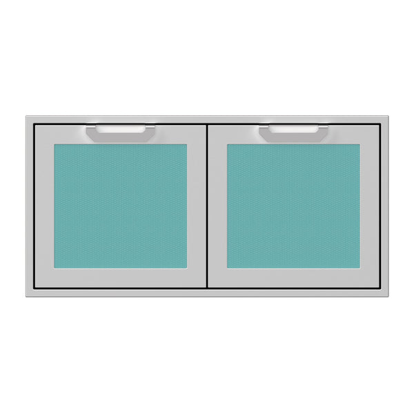 Hestan 42-Inch Double Access Door Propane Tank and Storage Cabinet w/ Recessed Marquise Accent Panel in Turquoise - AGSD42-TQ