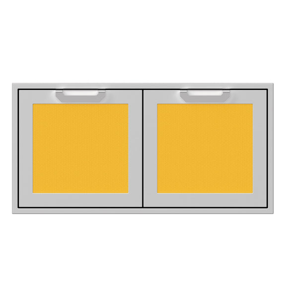Hestan 42-Inch Double Access Door Double Access Door Propane Tank and Storage Cabinet w/ Recessed Marquise Accent Panel in Yellow - AGSD42-YW