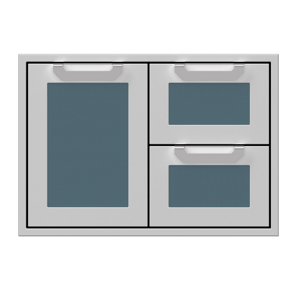 Hestan 30-Inch Double Drawer and Storage Door Combination w/ Recessed Marquise Accent Panel in Dark Gray - AGSDR30-GG