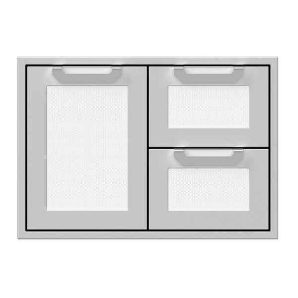Hestan 30-Inch Double Drawer and Storage Door Combination w/ Recessed Marquise Accent Panel in White - AGSDR30-WH