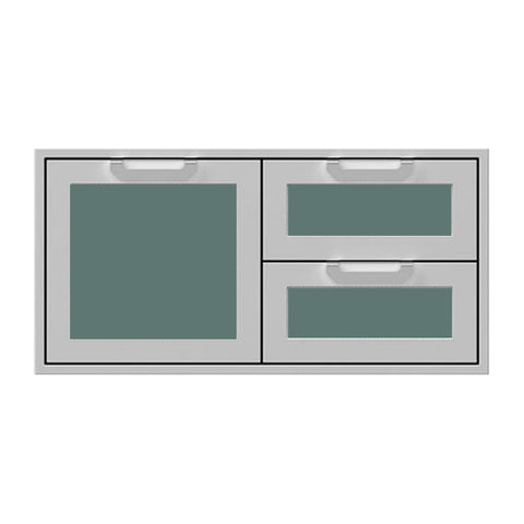 Hestan 42-Inch Double Drawer and Storage Door Combination w/ Recessed Marquise Accent Panel in Dark Gray - AGSDR42-GG