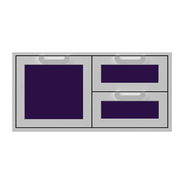 Hestan 42-Inch Double Drawer and Storage Door Combination w/ Recessed Marquise Accent Panel in Purple - AGSDR42-PP