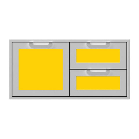 Hestan 42-Inch Double Drawer and Storage Door Combination w/ Recessed Marquise Accent Panel in Yellow - AGSDR42-YW