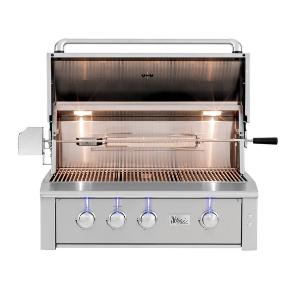 Summerset Alturi 36-Inch Natural Gas Built-In Grill w/ 3 Burners, 1 Rear Infrared Rotisserie Burner and Rotisserie Kit - ALT36T-NG