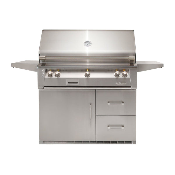 Alfresco ALXE 42-Inch Natural Gas Freestanding Grill w/ Rotisserie On Refrigerated Base - ALXE-42R-NG