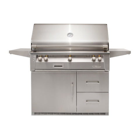 Alfresco ALXE 42-Inch Natural Gas Freestanding Grill - 1 Sear Zone w/ Rotisserie On Refrigerated Base - ALXE-42SZRFG-NG