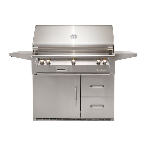 Alfresco ALXE 42-Inch Propane Gas Freestanding Grill - 1 Sear Zone w/ Rotisserie On Refrigerated Base - ALXE-42SZRFG-LP