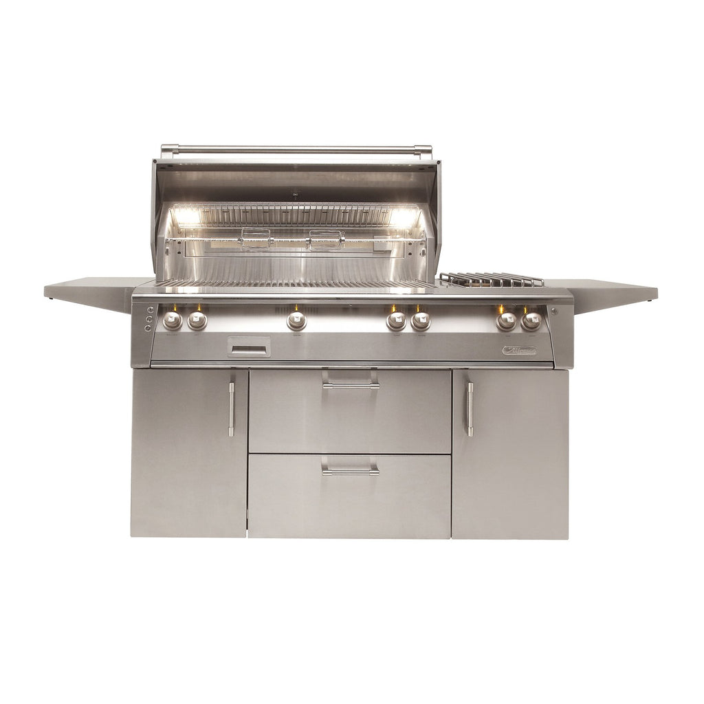 Alfresco ALXE 56-Inch Natural Gas Freestanding Grill w/ Rotisserie and Side Burner - ALXE-56C-NG