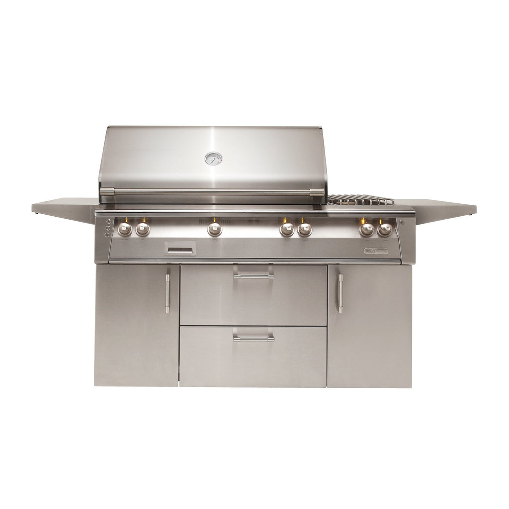 Alfresco ALXE 56-Inch Natural Gas Freestanding Grill - 1 Sear Zone w/ Rotisserie and Side Burner - ALXE-56SZC-NG