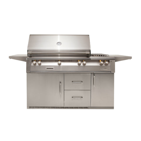 Alfresco ALXE 56-Inch Natural Gas Grill On Refrigerated Cart - 1 Sear Zone w/ Rotisserie and Side Burner - ALXE-56SZR-NG