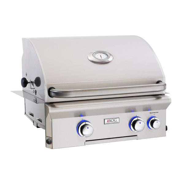 American Outdoor Grill Propane Gas 24-Inch L-Series 2-Burner Built-In Grill w/ Rotisserie Backburner and High Performance Rotisserie Kit - 24PBL