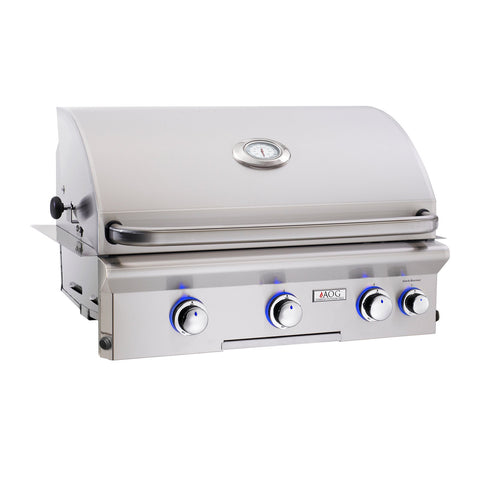 American Outdoor Grill Propane Gas 30-Inch L-Series 3-Burner Built-In Grill w/ Rotisserie Backburner and High Performance Rotisserie Kit - 30PBL