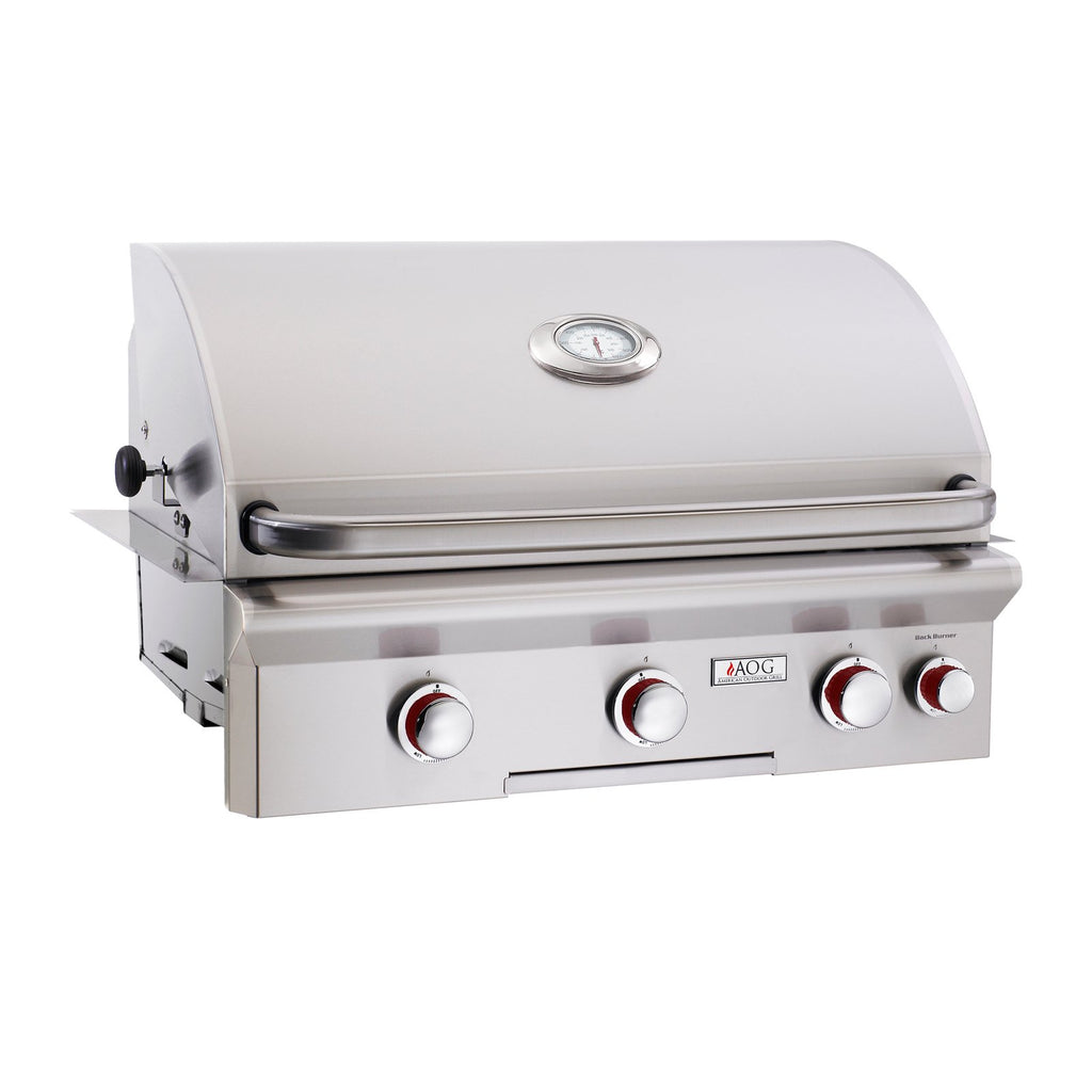American Outdoor Grill Natural Gas 30-Inch T-Series 3-Burner Built-In Grill w/ Rotisserie Backburner and High Performance Rotisserie Kit - 30NBT