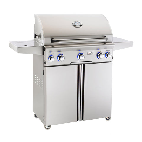 American Outdoor Grill Propane Gas 30-Inch L-Series 3-Burner Freestanding Grill w/ Side Burner, Rotisserie Backburner and High Performance Rotisserie Kit - 30PCL