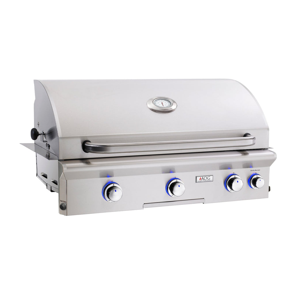American Outdoor Grill Propane Gas 36-Inch L-Series 3-Burner Built-In Grill w/ Rotisserie Backburner and High Performance Rotisserie Kit - 36PBL