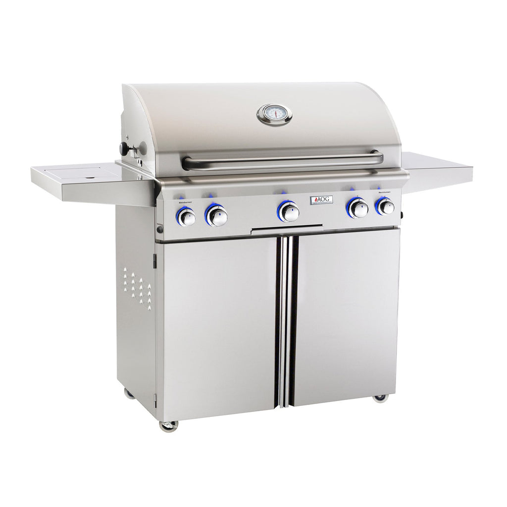 American Outdoor Grill Propane Gas 36-Inch L-Series 3-Burner Freestanding Grill w/ Side Burner, Rotisserie Backburner and High Performance Rotisserie Kit - 36PCL