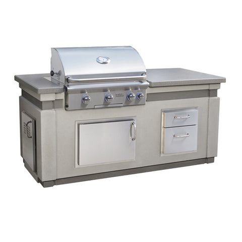 American Outdoor Grill 30-Inch Island Package Includes Grey Concrete Base w/ Polished top, L Series Built-In Grill, Double Drawer and Tank Tray - IP30LB-CGD-75SM