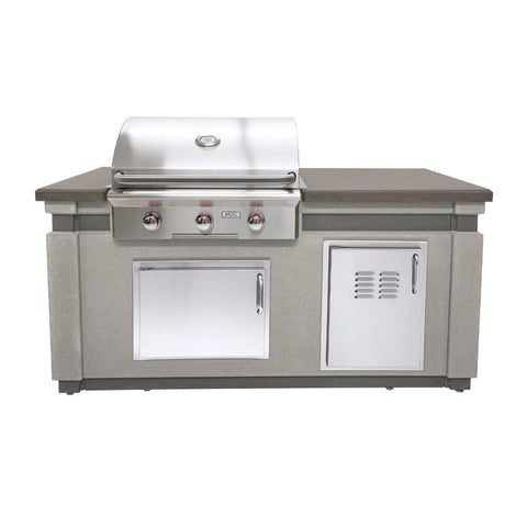 American Outdoor Grill 30-Inch Island Package Includes Grey Concrete Base w/ Polished top, T Series Built-In Grill, Double Drawer and Tank Tray - IP30TO-CGT-75SM