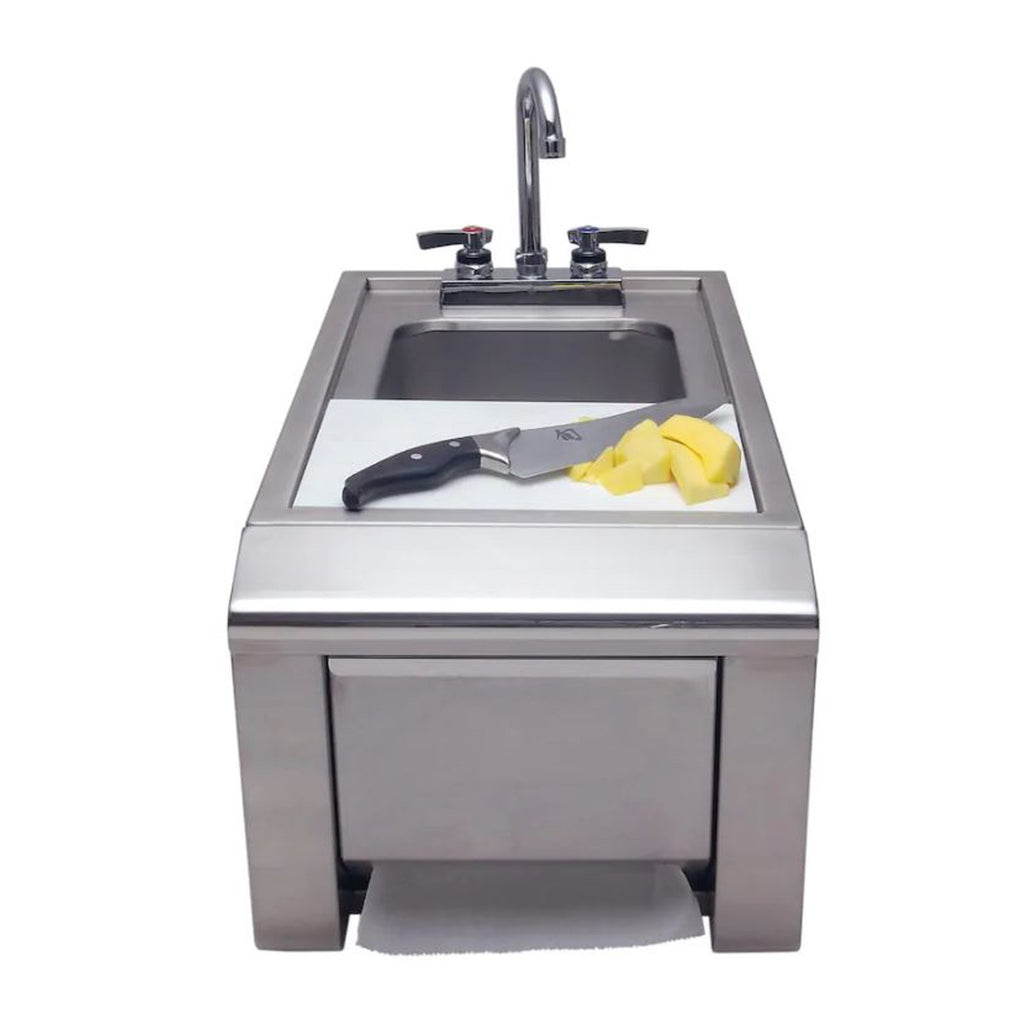 Alfresco 14-Inch Built-In Prep and Hand Wash Sink w/ Towel Dispenser and Hot & Cold Faucet - ASK-T