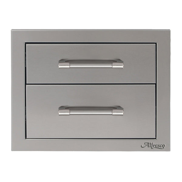 Alfresco 17-Inch Stainless Steel Soft Close Double Storage Drawers - AXE-2DR-SC