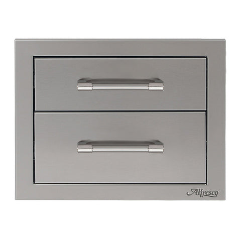 Alfresco 17-Inch Stainless Steel Soft Close Double Storage Drawers - AXE-2DR-SC