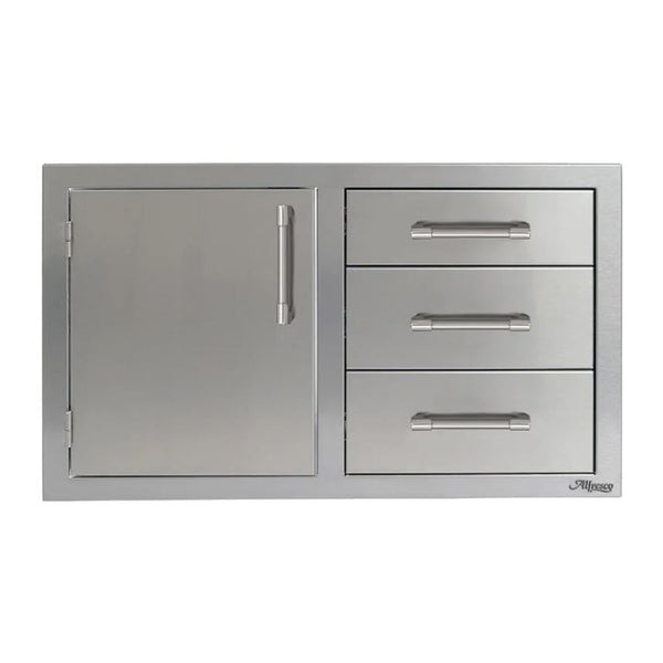 Alfresco 32-Inch Stainless Steel Three Drawer, Single Door Storage Combo (Left Hinge) - AXE-DDC-L-SC