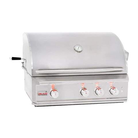 Blaze Professional LUX 34-Inch Propane Gas Built-In 3 Burner Grill with Infrared Rear Burner, Rotisserie and Lights - BLZ-3PRO-LP