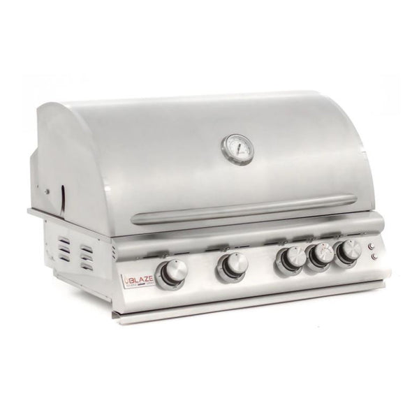 Blaze Premium LTE 32-Inch Natural Gas Built-In Marine Grade 4 Burner Grill with Infrared Rear Burner and Lights - BLZ-4LTE2MG-NG