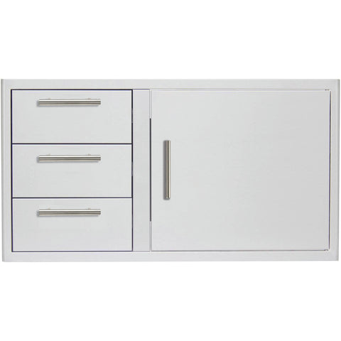 Blaze 39-Inch Stainless Steel Triple Drawer and Single Door Storage Combo - BLZ-DDC-39-R-LTSC