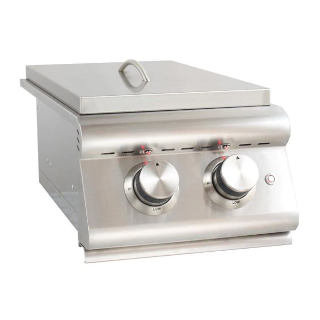 Blaze Premium LTE Natural Gas Built-In Double Side Burner with Lighted Knobs and Lid - BLZ-SB2LTE-NG