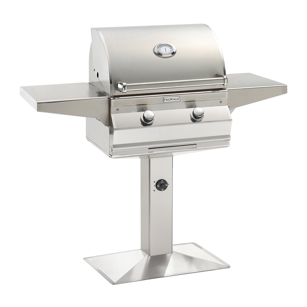 Fire Magic Choice C430i 24-Inch Natural Gas Patio Post Mounted Grill w/ Analog Thermometer - C430S-RT1N-P6