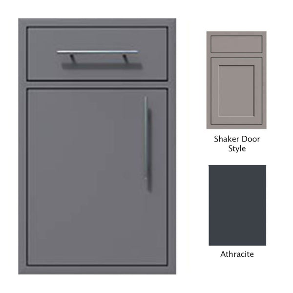 Canyon Series Shaker Style 18"w by 29"h Single Door, Drawer Enclosure w/ Adj. Shelf (Left Hinge) In Anthracite - CAN002-F01-Shaker-LftHng-Anthracite