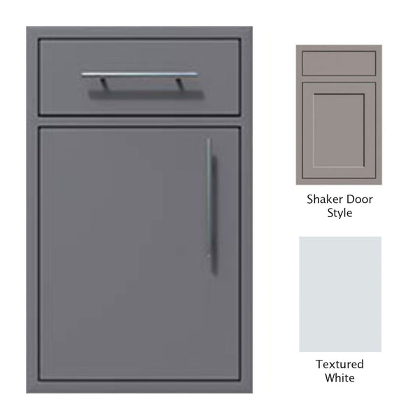 Canyon Series Shaker Style 18"w by 29"h Single Door, Drawer Enclosure w/ Adj. Shelf (Left Hinge) In Textured White - CAN002-F01-Shaker-LftHng-TexturedWhite