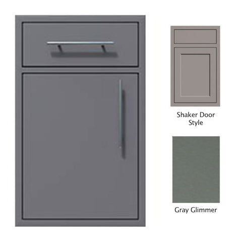 Canyon Series Shaker Style 18"w by 29"h Single Door, Drawer Enclosure w/ Adj. Shelf (Left Hinge) In Grey Glimmer - CAN002-F01-Shaker-LftHng-TexturedGreyGlimmer